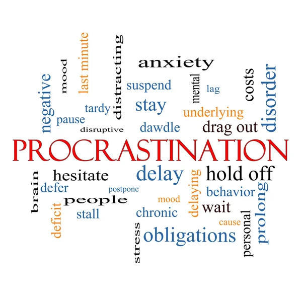 Procrastination Word Cloud Concept — Fotografie, imagine de stoc