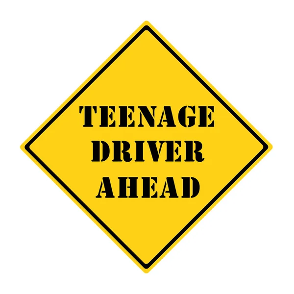 Teenager fährt vor Schild — Stockfoto