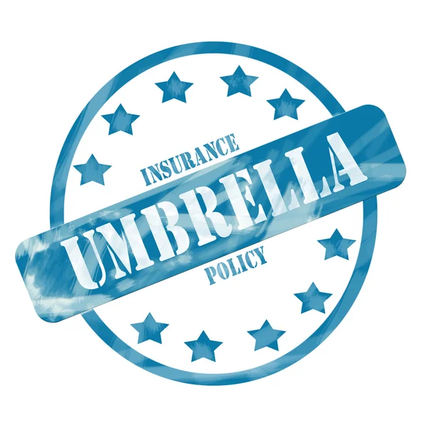 Blue Weathered Umbrella Insurance Stamp Circle and Stars — Stock Photo, Image