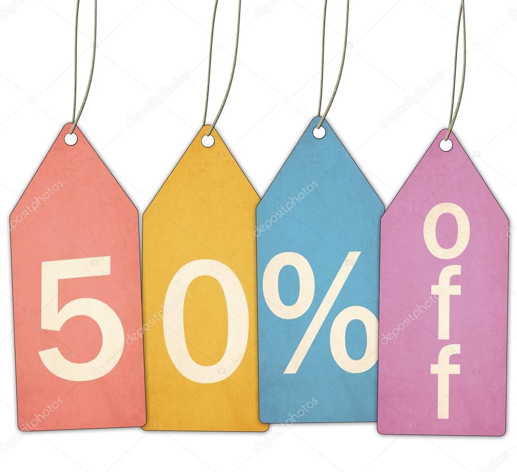 Fifty Percent Off Sale Colorful Tags
