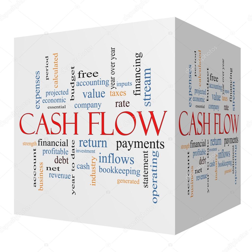 Cash Flow 3D cube Word Cloud Concept
