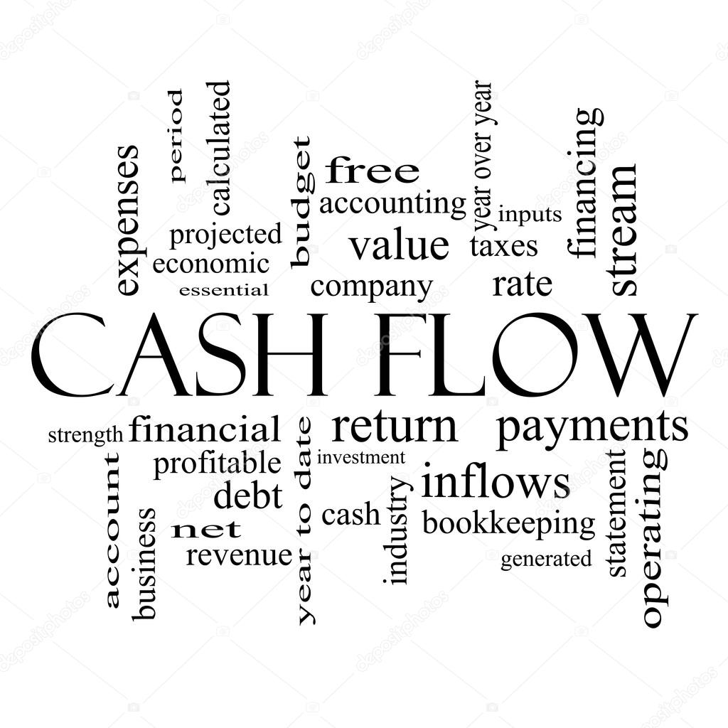 Cash Flow Word Cloud Concept in black and white
