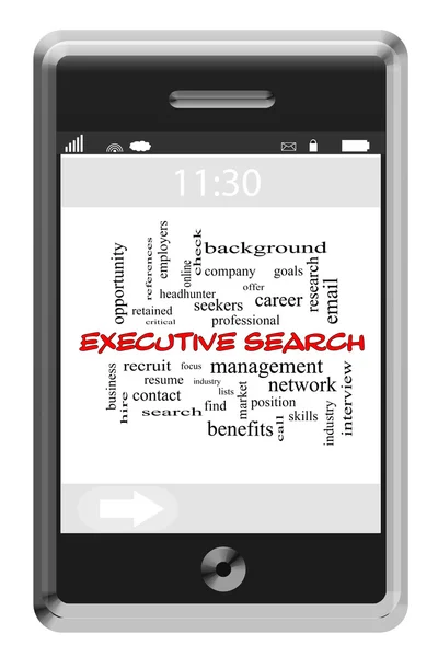 Executive Search Word Cloud Concept on Touchscreen Phone — Stock Photo, Image