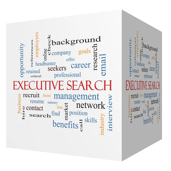 Executive search 3D-kubus word cloud concept — Stockfoto