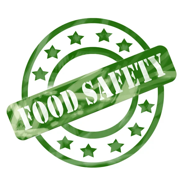 Groene verweerde voedsel veiligheid stempel cirkels en sterren — Stockfoto