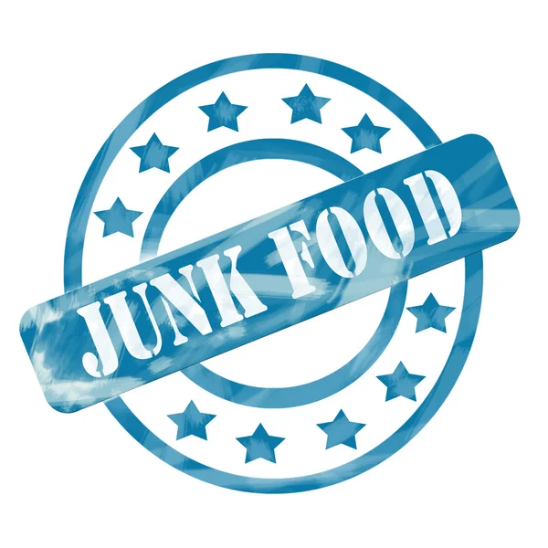 Blue Weathered Junk Food Stamp Circles and Stars — Stock Photo, Image