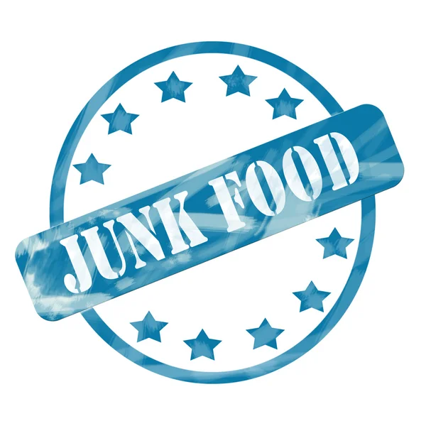 Blue Weathered Junk Food Stamp Circle and Stars — Stock Photo, Image