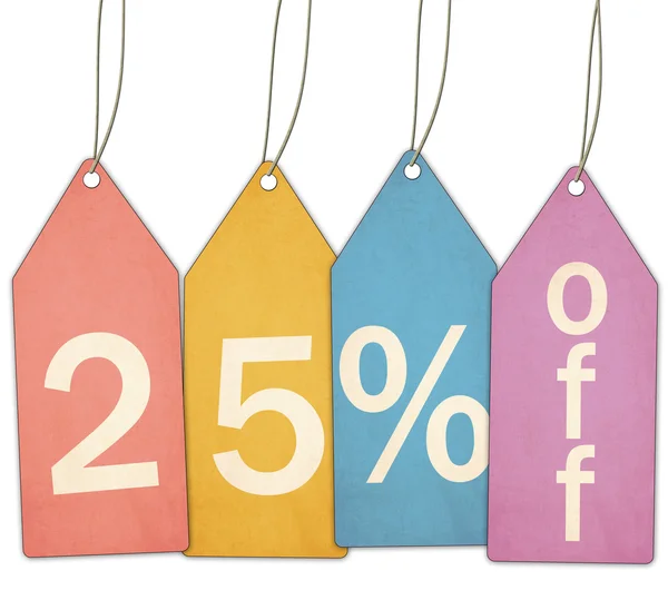 Twenty Five Percent Off Sale Colorful Tags — Stock Photo, Image