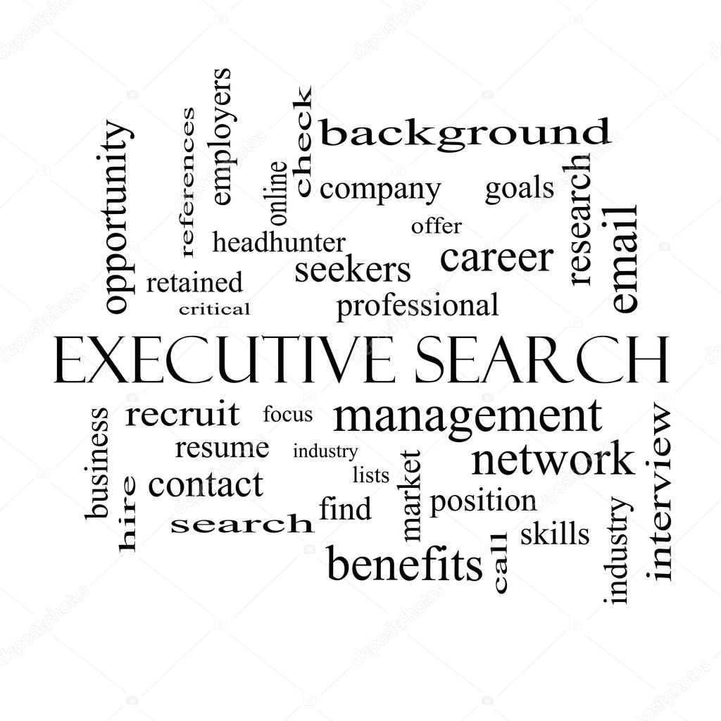Executive Search Word Cloud Concept in black and white