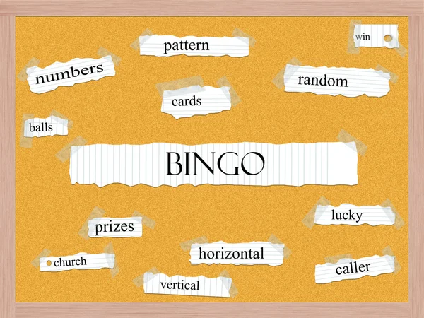 Bingo corkboard słowo koncepcja — Zdjęcie stockowe