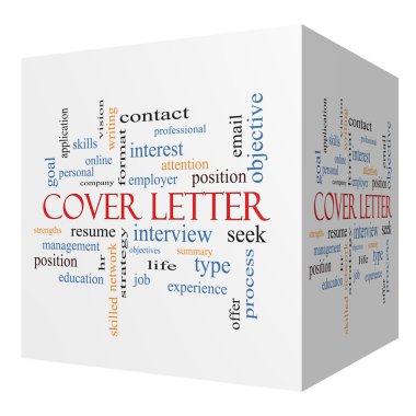 Cover Letter 3D cube Word Cloud Concept clipart