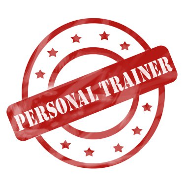 kişisel antrenör damga daireler ve yıldız kırmızı yıpranmış