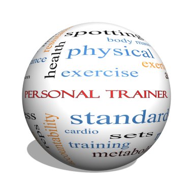 Personal Trainer 3D sphere Word Cloud Concept clipart