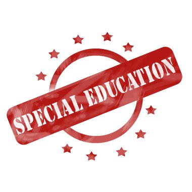 Kırmızı yıpranmış özel eğitim damga tasarım daire ve yıldız