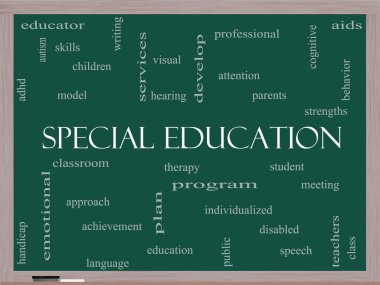 özel eğitim word cloud kavramı üzerine bir yazı tahtası