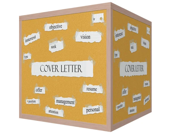 Cover Letter 3D cube Corkboard Word Concept — Stock Photo, Image