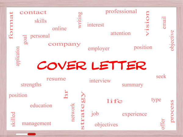 Cover Letter Word Cloud Concept on a Whiteboard