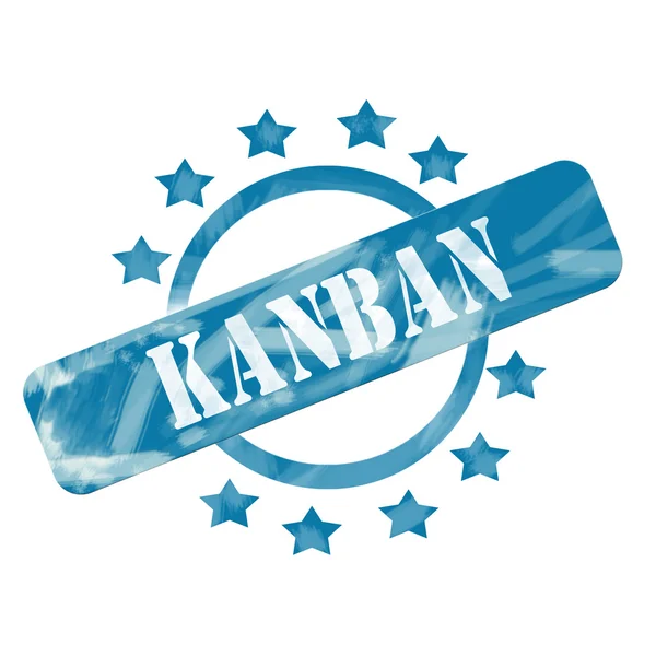 Blue Weathered Kanban Stamp Circle and Stars design — Stock Photo, Image