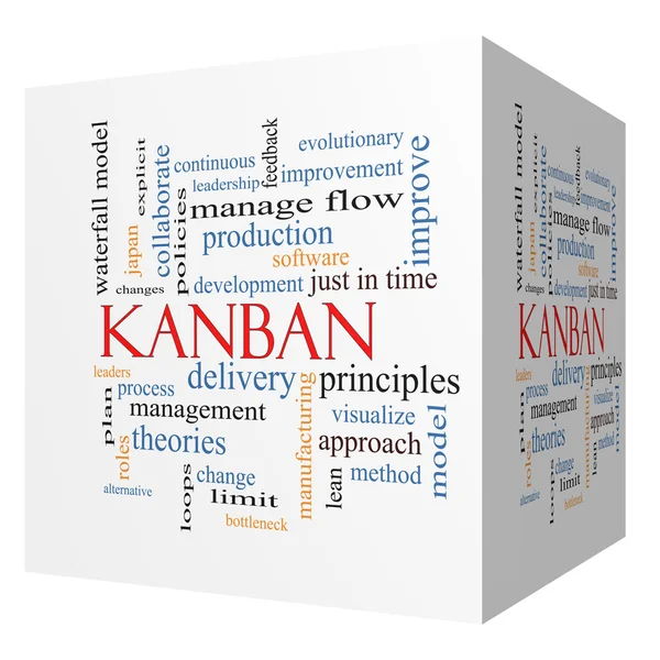 Kanban-3d kuben ordet moln koncept — Stockfoto
