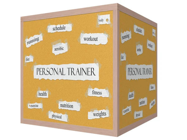 Personal Trainer 3D cubo Corkboard Palavra Conceito — Fotografia de Stock