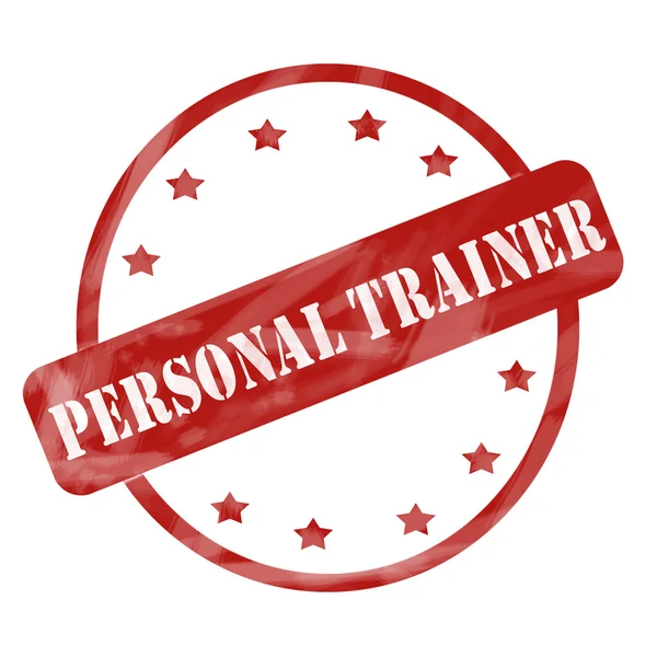 Red Weathered Personal Trainer Carimbo Círculo e estrelas — Fotografia de Stock