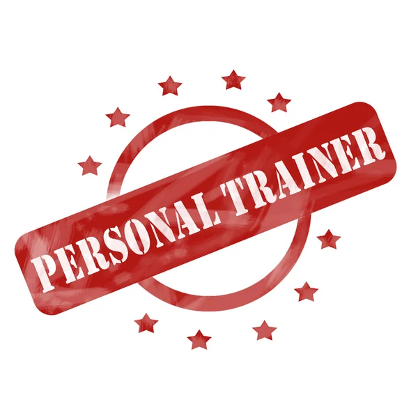 Desenho de Red Weathered Personal Trainer Stamp Circle and Stars — Fotografia de Stock
