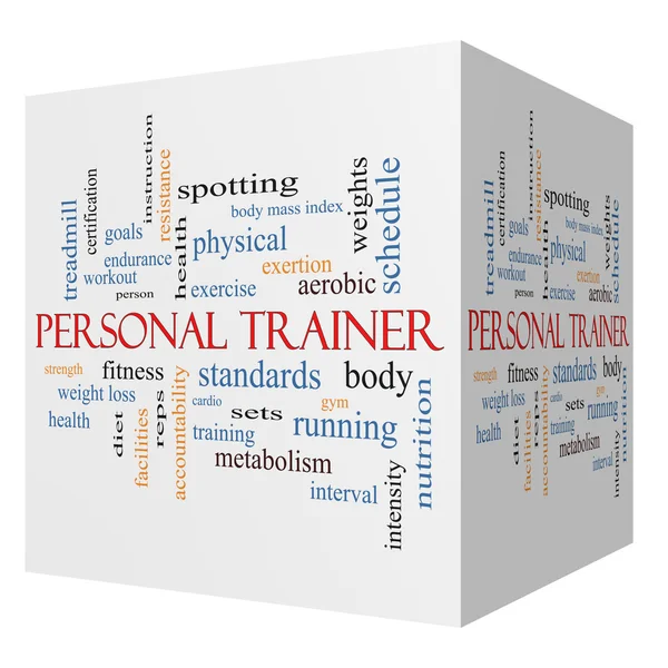 Personal Trainer 3D cube Word Cloud Concept — Stock Photo, Image