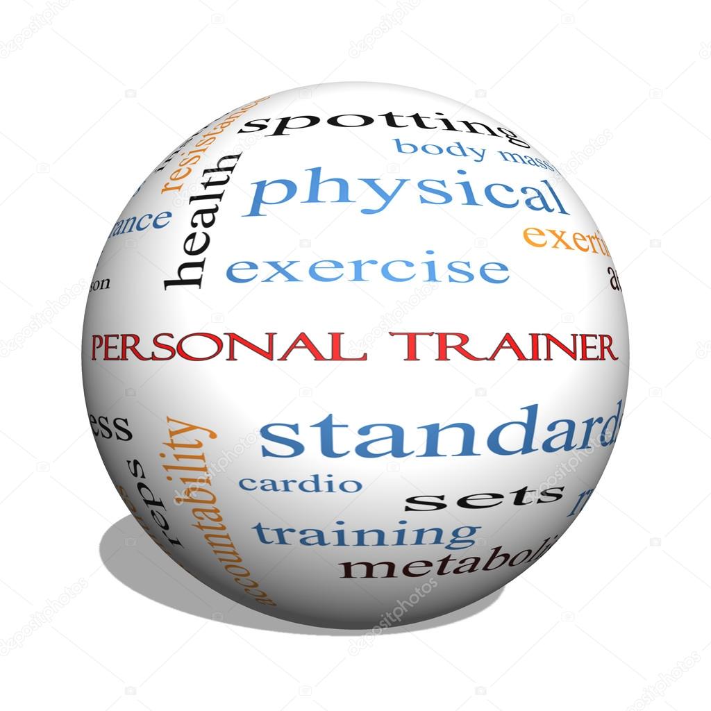 Personal Trainer 3D sphere Word Cloud Concept