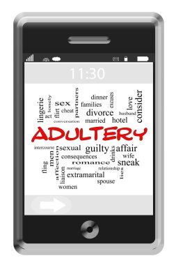 Adultery Word Cloud Concept on Touchscreen Phone clipart