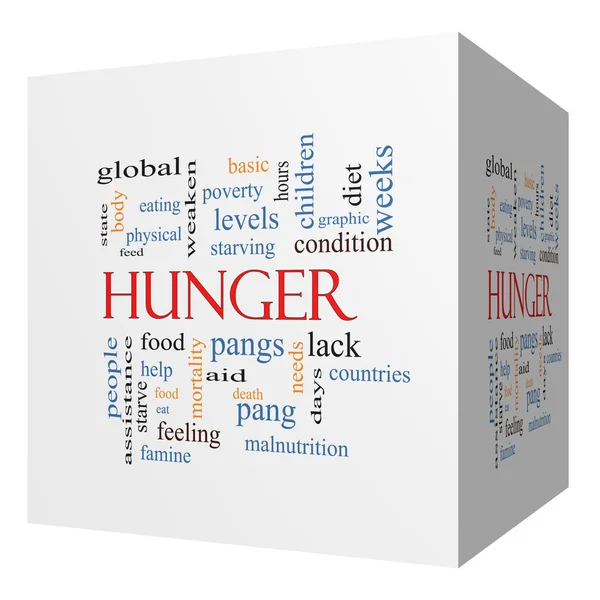 Hunger 3D cube Word Cloud Concept — Stock Photo, Image