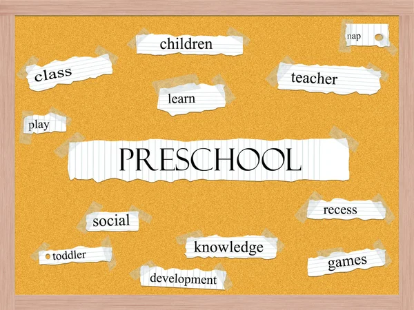 Preschool prikbord woord concept — Stockfoto