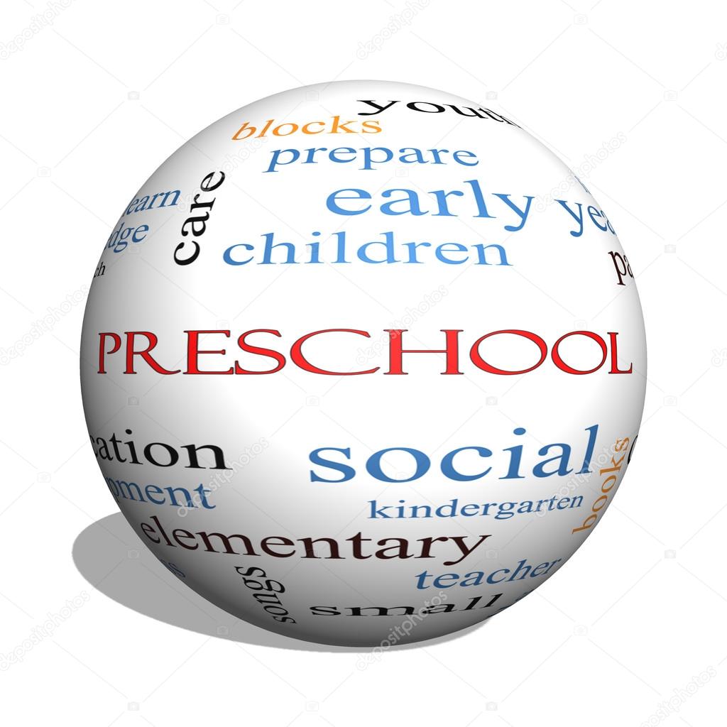 Preschool 3D sphere Word Cloud Concept — Stock Photo © mybaitshop #42887527