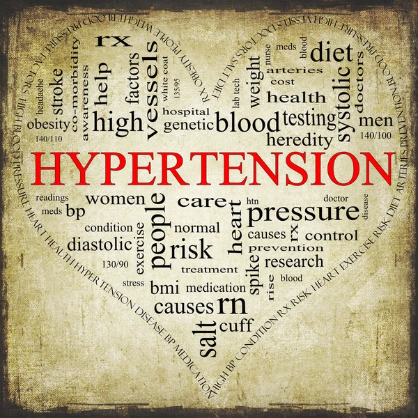 Grunge Hypertension heart shaped word cloud concept — Stock Photo, Image