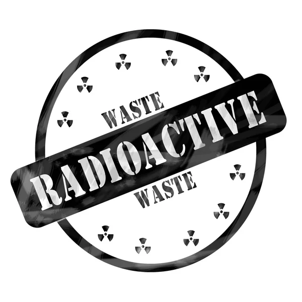 Black Weathered Radioactive Waste Stamp Circle and Symbols — Stock Photo, Image