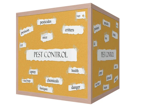 Control de plagas 3D cubo Corkboard Word Concept — Foto de Stock