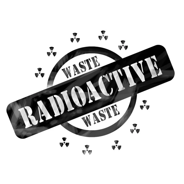 Black Weathered Radioactive Waste Stamp Circle and Symbols design — Stock Photo, Image