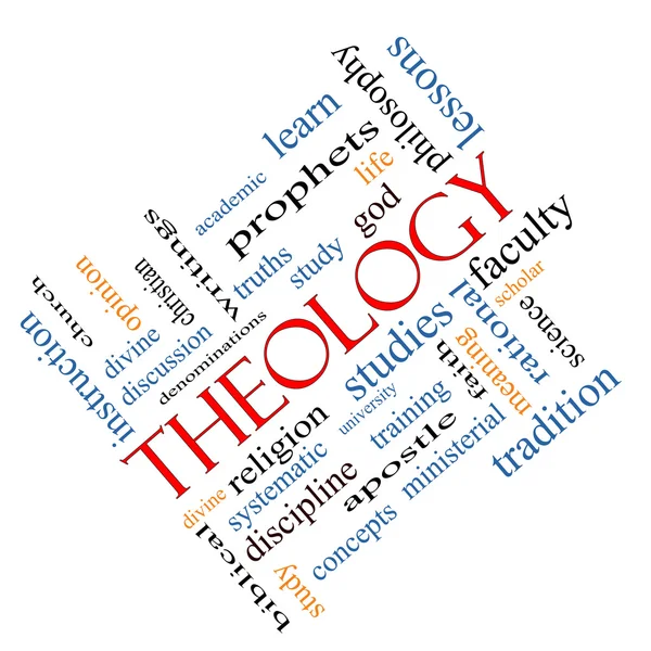 Theology Word Cloud Concept Angled — Stock Photo, Image