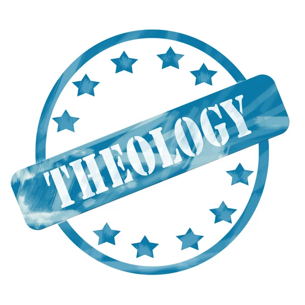 Blue Weathered Theology Stamp Circle and Stars — Stock Photo, Image