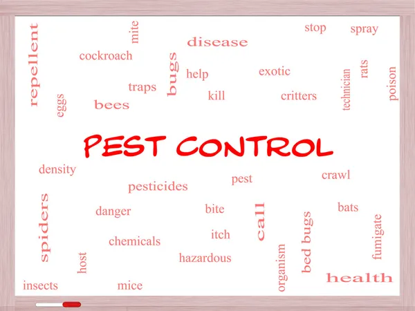 Control de plagas Word Cloud Concept en una pizarra blanca — Foto de Stock