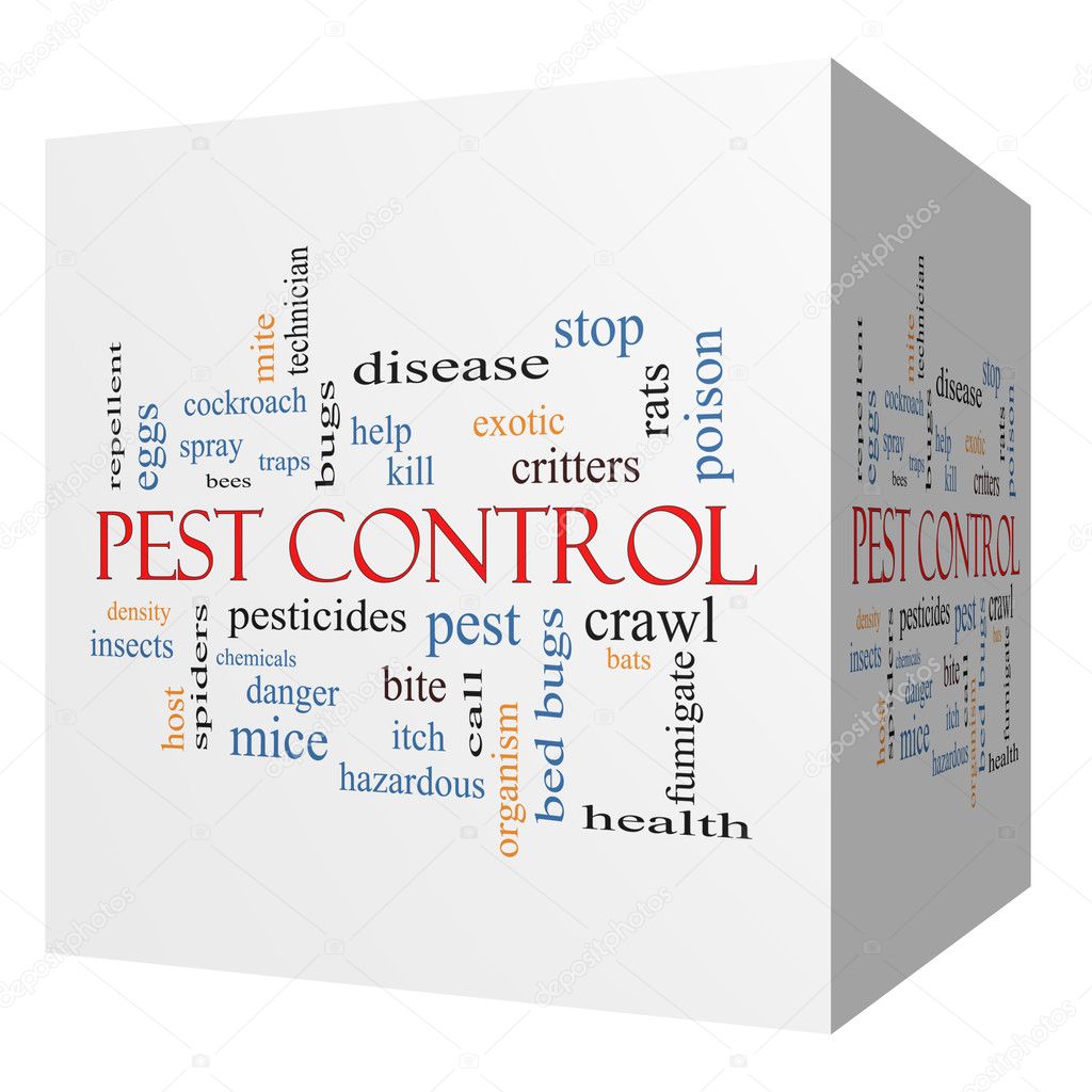 Pest Control 3D cube Word Cloud Concept