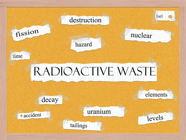 Radyoaktif atık corkboard kelime kavram — Stok fotoğraf