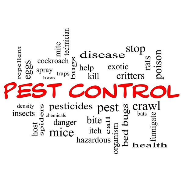 Pest Control Word Cloud Concept in red caps — Stock Photo, Image