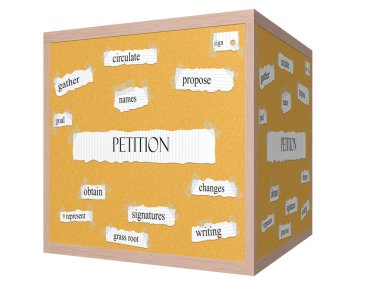 dilekçe 3d küp corkboard kelime kavram