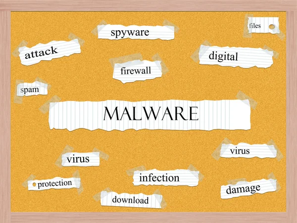 Malware corkboard λέξη έννοια — Φωτογραφία Αρχείου