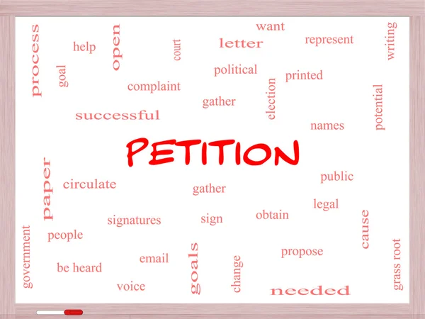 Концепция облака слова петиции на белой доске — стоковое фото