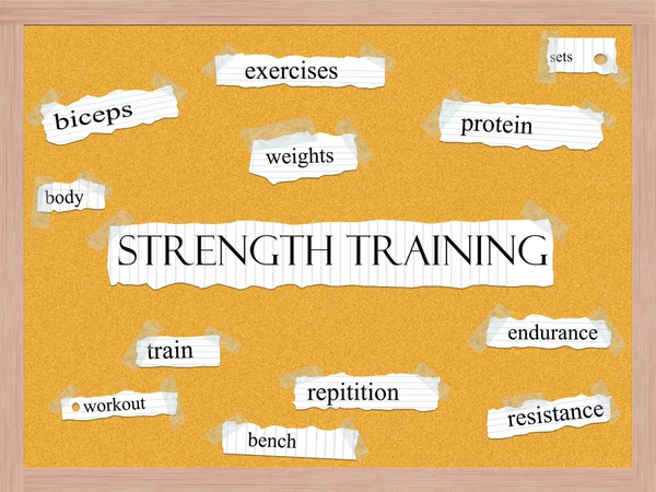Conceito de palavra de papelão de treinamento de força — Fotografia de Stock