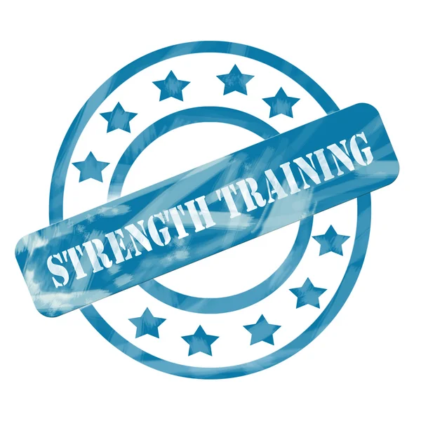 Blue Weathered Strength Training Stamp Circles and Stars — Stock Photo, Image