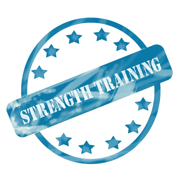 Blue Weathered Strength Training Stamp Circle and Stars — Stock Photo, Image