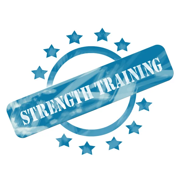 Blue Weathered Strength Training Stamp Circle and Stars design — Stock Photo, Image