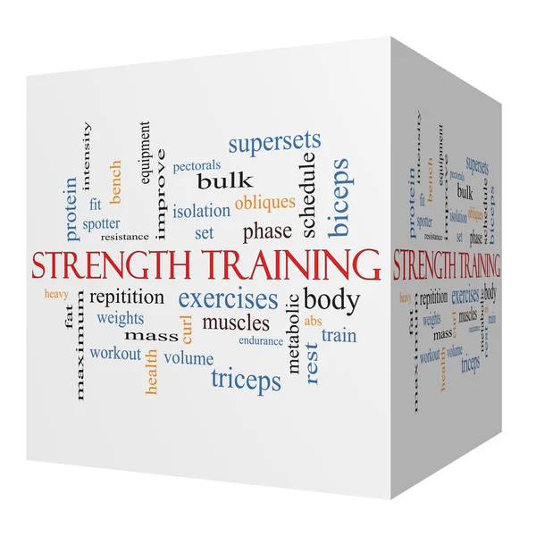 Strength Training 3D cube Word Cloud Concept — Stock Photo, Image